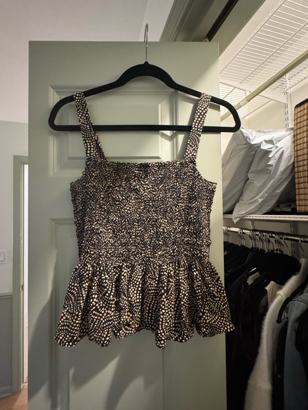 Madewell Peplum Tank Top - Black & Cream
